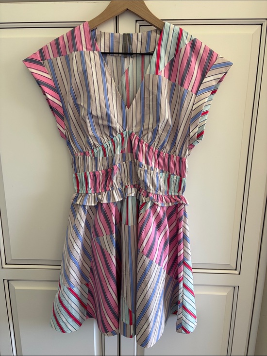 Anthropologie Dresses & Skirts - Anthropologie Vneck Striped Stretch Mini Dress Beach Travel College Womens Small